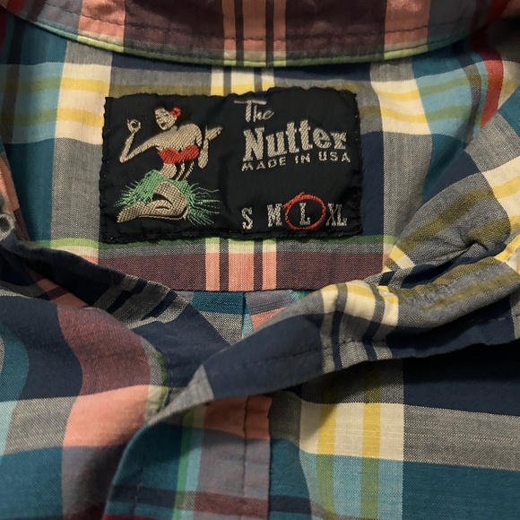 chubbies The Nutter Pink/Blue Plaid Short Sleeve Popover Shirt Size L - Picture 4 of 4